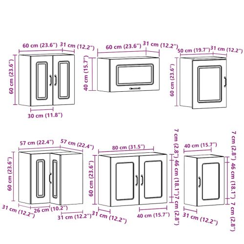Комплект кухненски шкафове от 11 части Kalmar, инженерно дърво
