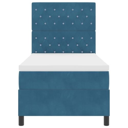 Легло с пружинирана основа Тъмен син 90 x 200 cm текстил