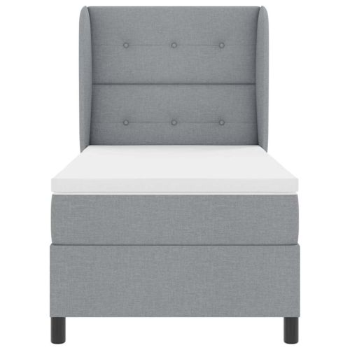 Легло с пружинирана основа Светлосиво 90 x 200 cm текстил