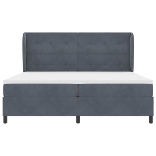 Легло с пружинирана основа Тъмен сив 200 x 200 cm Полиестер