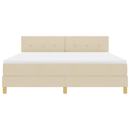 LED кутия за пружини с легло с матрак Крем 180 x 200 cm текстил