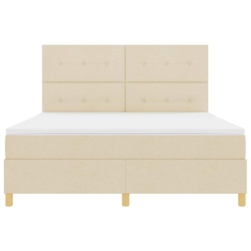 LED кутия за пружини с легло с матрак Крем 180 x 200 cm текстил