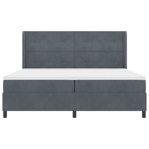 Легло с пружинирана основа с LED Тъмен сив 200 x 200 cm Кадифе