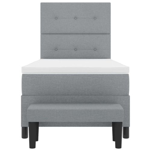 Легло с пружинирана основа Светлосиво 90 x 200 cm текстил