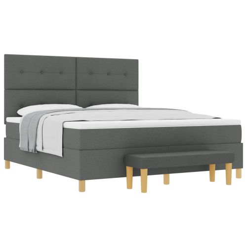 Легло с пружинирана основа Тъмносив 180 x 200 cm текстил