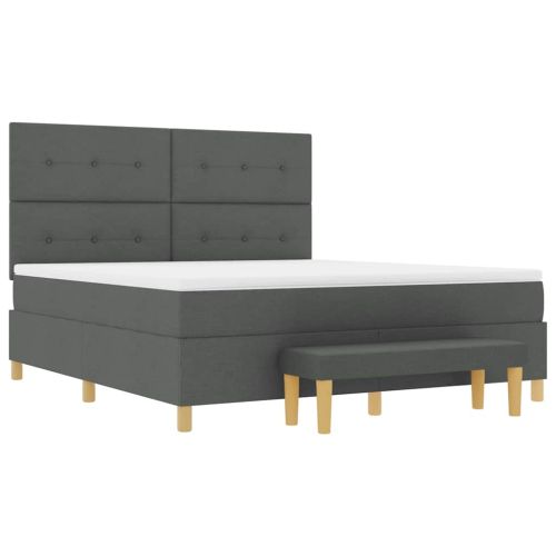 Легло с пружинирана основа Тъмносив 180 x 200 cm текстил