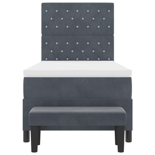 Легло с пружинирана основа с матрак Тъмносив 90 x 200 cm Кадифе