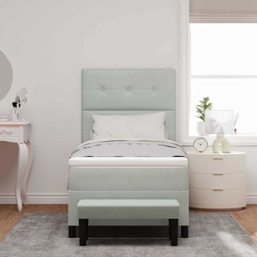 Легло с пружинирана основа Светлосиво 90 x 190 cm Кадифе