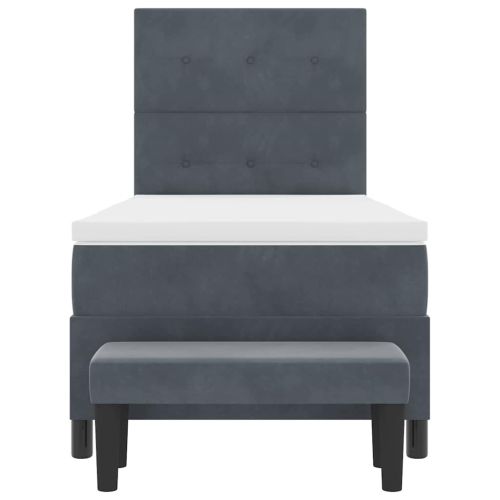 Легло с пружинирана основа Тъмносив 100 x 200 cm Кадифе