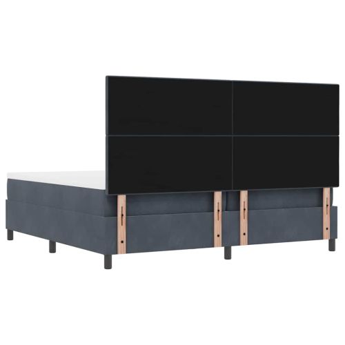 Легло с пружинирана основа Тъмносив 200 x 200 cm Кадифе