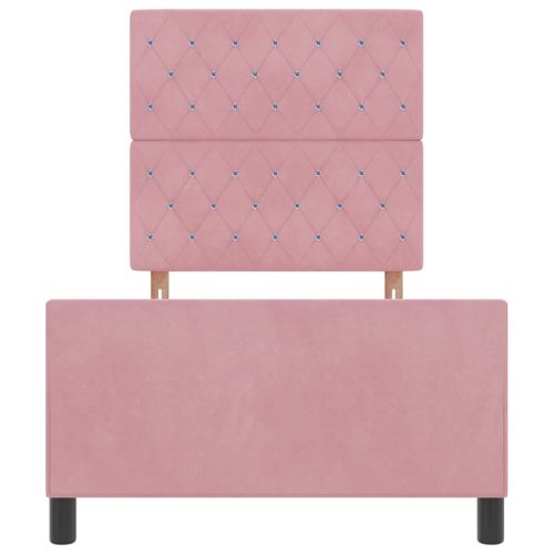 Легло с пружинирана основа с таблото Розово 90 x 190 cm Кадифе