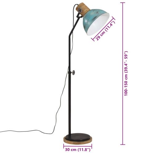 Подова лампа 25 W винтидж състарено синьо 30x30x100-150 см E27