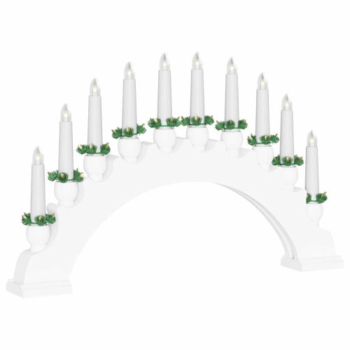 Коледен свещник с 10 LED свещи Бяло 47 x 5 x 29 см