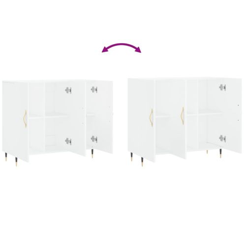 Сайдборд, бял, 90x34x80 см, инженерно дърво