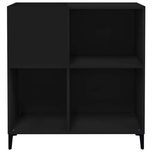 Шкаф за грамофонни плочи черен 84,5x38x89 см инженерно дърво