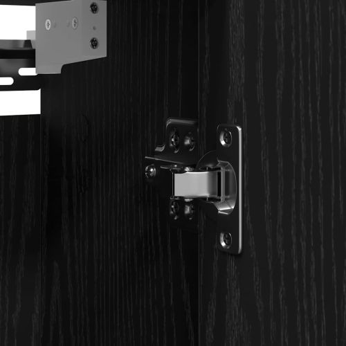 Стенен шкаф за баня с огледало Черен дъб 60x21x60 cm