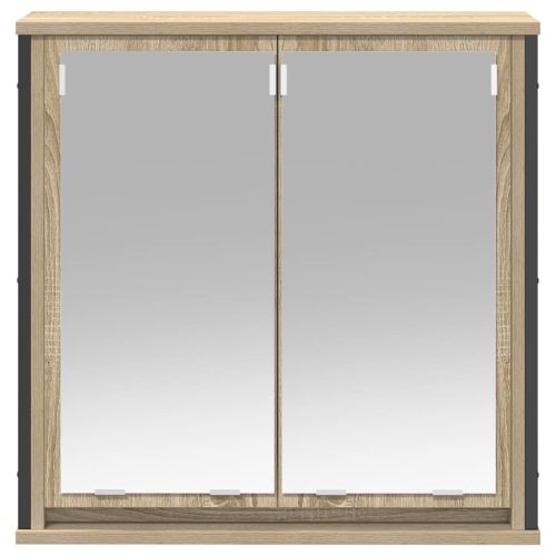 Стенен шкаф за баня с огледало дъб сонома 60x21x60 cm