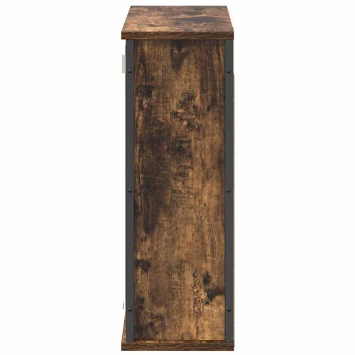 Стенен шкаф за баня с огледало опушен дъб 60x21x60 cm