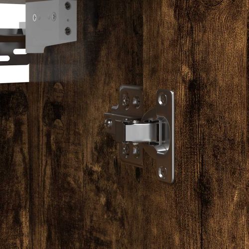 Стенен шкаф за баня с огледало опушен дъб 60x21x60 cm