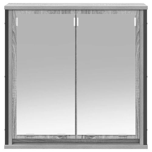 Стенен шкаф за баня с огледало сив сонома 60x21x60 cm