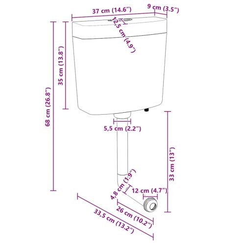 Тоалетно казанче с долен вход за вода, 3/6 л, бяло