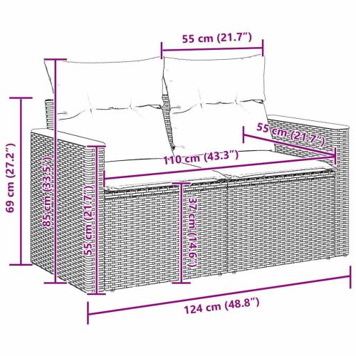 Градински Софа Комплект 8 pcs Бежово полиратан