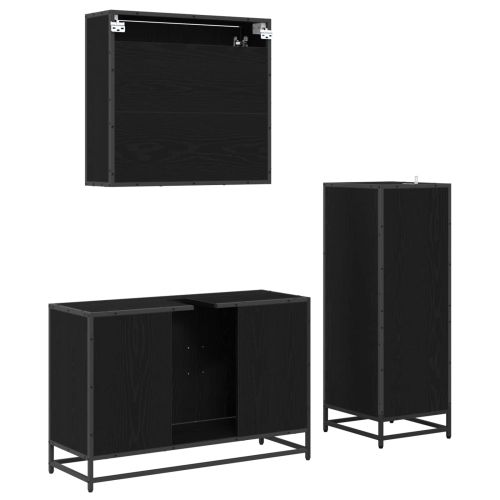 Комплект мебели за баня с рафт 3 pcs Черния дъб Инженерно дърво