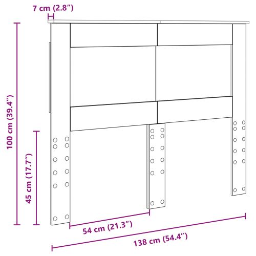 Облегалка за глава с таблото Бяло 135 cm Инженерно дърво