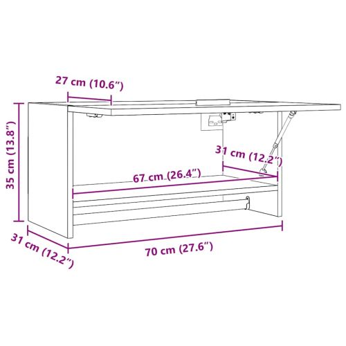Гардероб, бетонно сив, 70x32,5x35 см, инженерно дърво