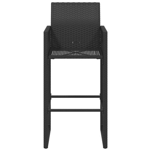 Градински бар табуретки, 2 бр, черни, полиратан