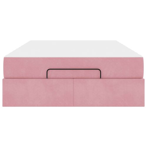 Рамка за легло с матрак с матрак 2 pcs Розово Кадифе