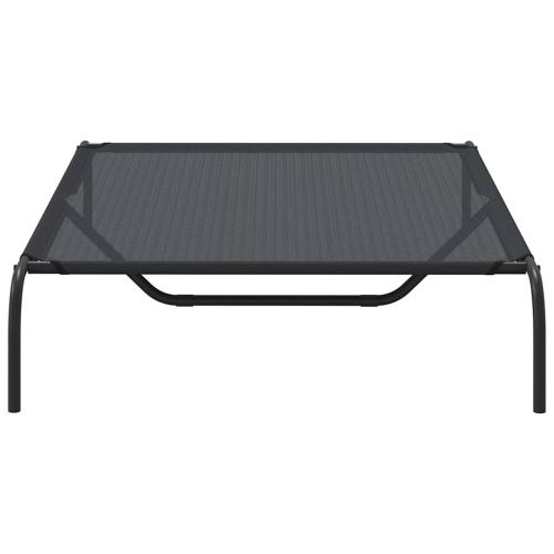 Повдигнато легло кучета черно 130x80x20 cm Текстилен и стомана