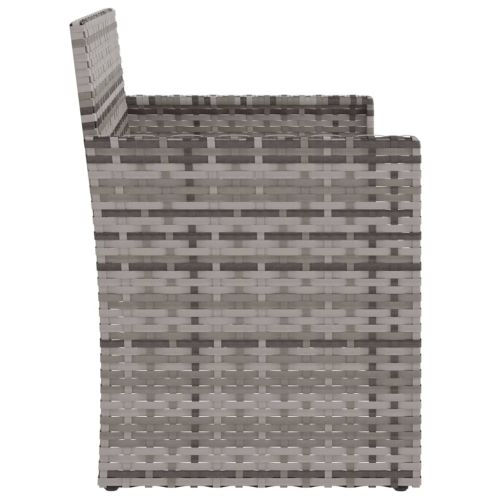 Градинска пейка с възглавници, сива, 105 см, полиратан