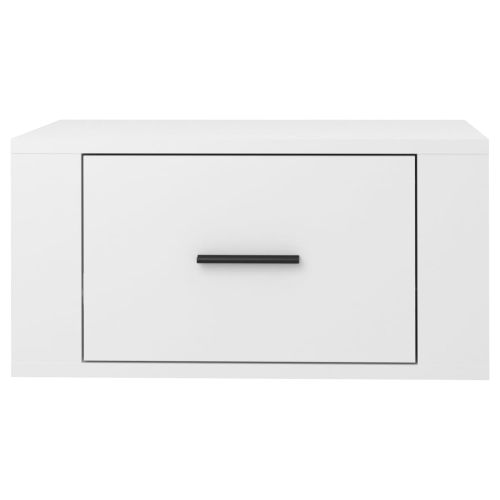 Нощно шкафче за стенен монтаж, бял гланц, 50x36x25 см