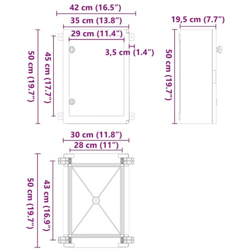 Контролен шкаф Сив 35 x 19,5 x 50 см ABS пластмаса