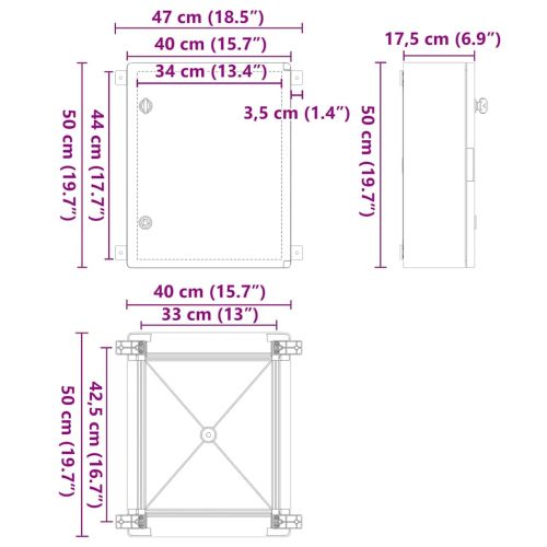 Контролен шкаф Сив 47 x 20 x 60 см ABS пластмаса