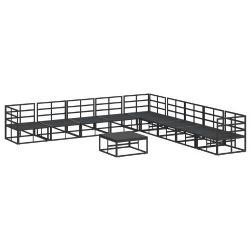 Градински Софа Комплект с възглавница 10 pcs Черно Алуминий