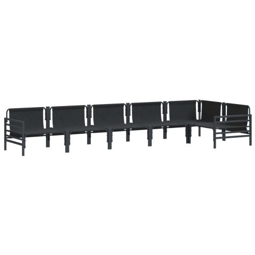 Градински Софа Комплект с възглавница 6 pcs Черно Стомана
