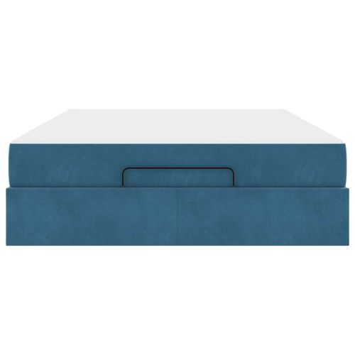 Рамка за легло с матрак с матрак 2 pcs Синьо Кадифе