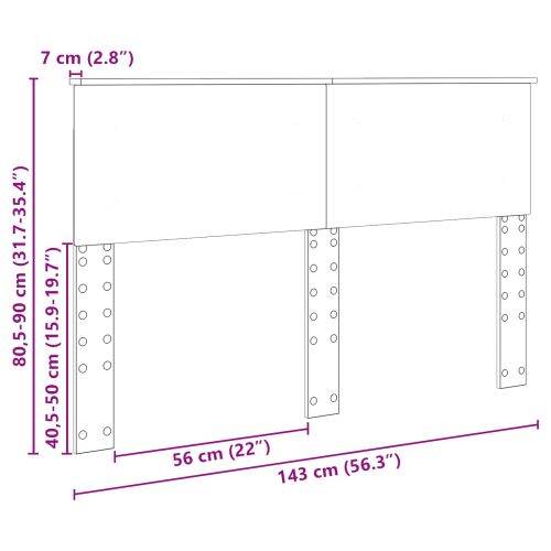 Облегалка за глава с таблото Сив Сонома 140 cm Инженерно дърво