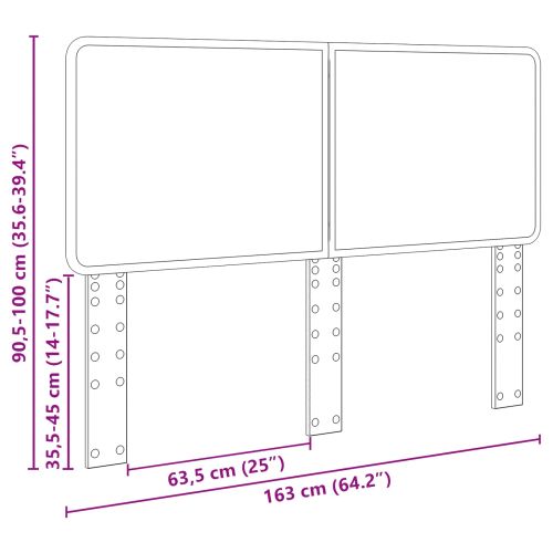 Облегалка за глава с таблото Сив Сонома 160 cm Инженерно дърво