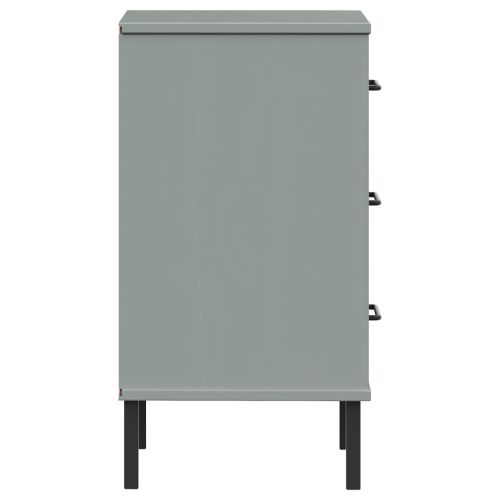 Нощно шкафче с метални крака сив бор масив OSLO