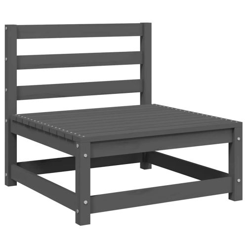 Градински лаундж комплект, 2 части, сив, бор масив