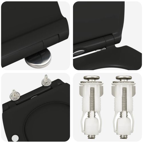 Тоалетна седалка Черно 47 x 37,5 x 3,8 см Дуропласт