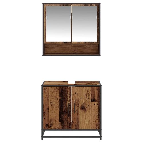 Комплект мебели за баня 2 pcs Старо дърво Инженерно дърво