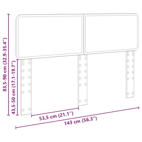 Облегалка за глава с таблото Сонома дъб 140 cm Инженерно дърво
