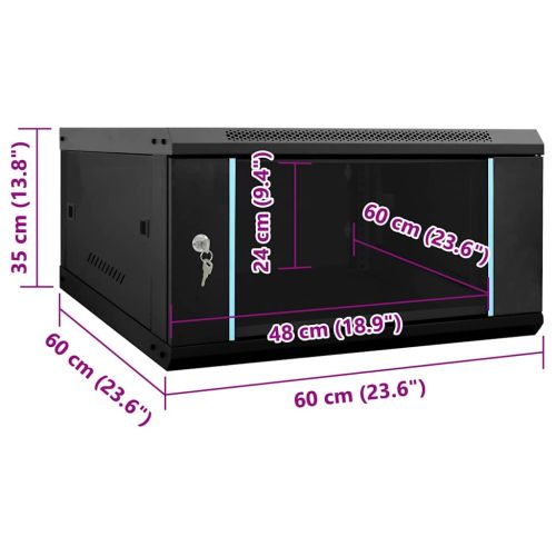 Мрежов кабинет със съхранение Черно 60 x 60 x 35 cm Стомана