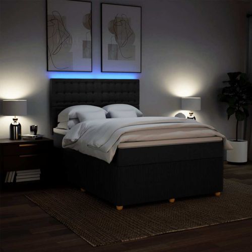 Боксспринг легло с матрак, черно, 160x200 см, плат