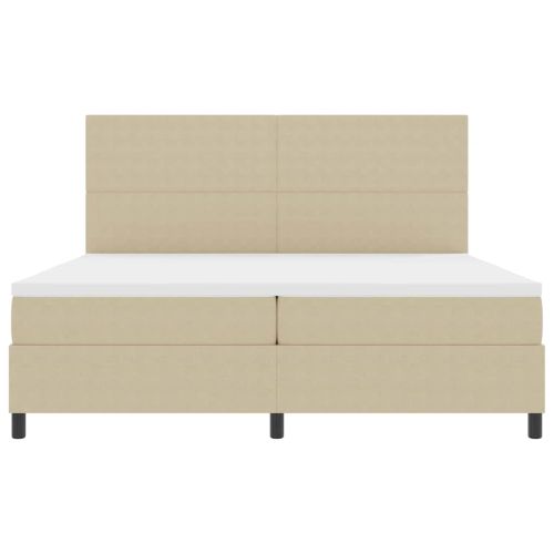 LED кутия за пружини с легло Светлосив и бял 200 x 200 cm