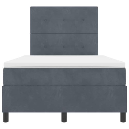 Легло с пружинирана основа Тъмен сив 120 x 200 cm текстил